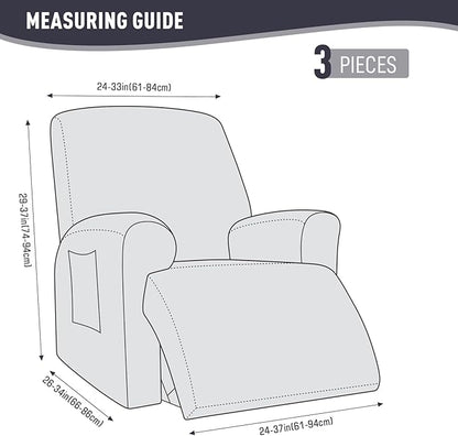 KinCam Recliner Covers, Stretch Reclining Chair Covers, Recliner Sofa Slipcovers Stripe Jacquard Recliner Couch Covers Furniture Protector Covers for Pet Kid (1 Seater, Deep Gray)