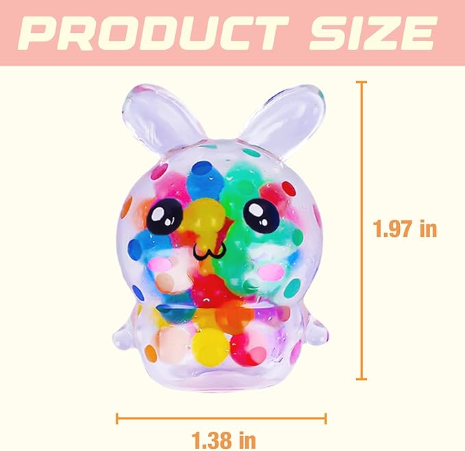 Exun 12 Pcs Easter Bunny Mini Squeeze Balls, Easter Basket Stuffers, Easter Egg Fillers, Squishies Stress Relief Fidget Toys for Kids Boys Girls Toddlers Gifts Party Favors