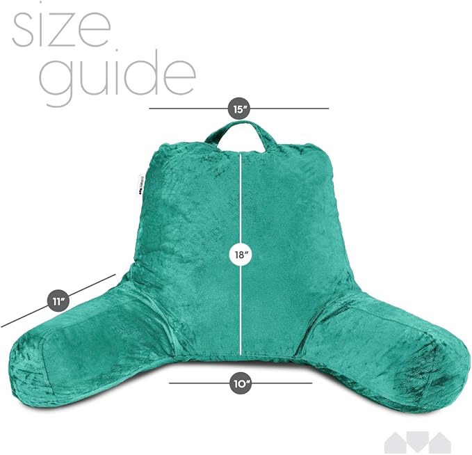 Milliard Reading Pillow with Shredded Memory Foam, Large Adult Backrest with Arms, Back Support for Sitting Up in Bed with Washable Cover (Sit up Pillow) Teal