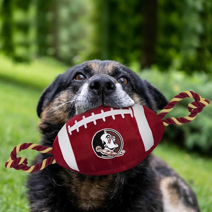Pets First NCAA Florida State Seminoles Football Dog Toy, Tough Quality Nylon Materials, Strong Pull Ropes, Inner Squeaker, Collegiate Team Color (FSU-3121)