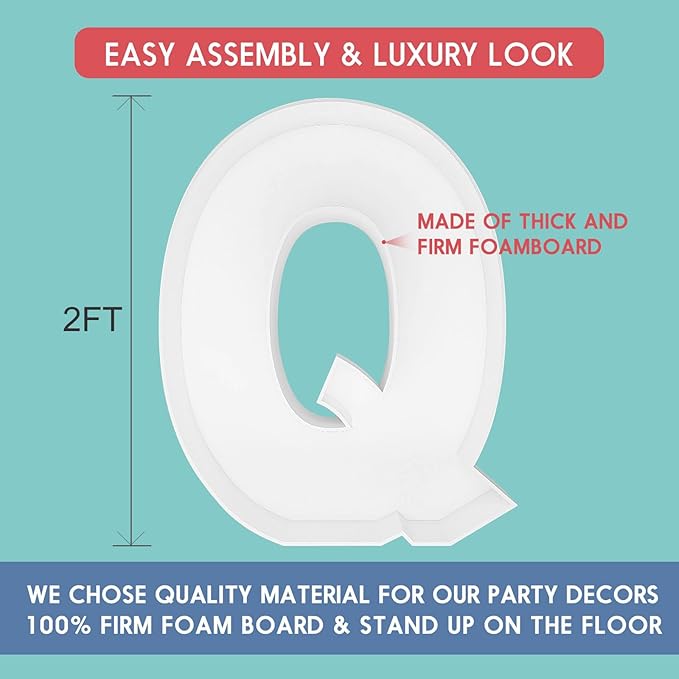 2FT Letter Q Mosaic Balloon Frame Letter DIY Fillable Letters Kit for Birthday Party Wedding Backdrop Decor
