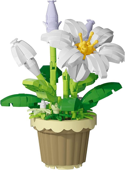 Lily Mini Flower Potted Bonsai Building Toy Blocks Particle Flower Botanical