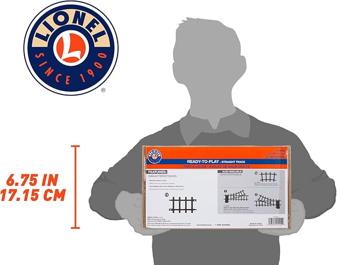 Lionel Ready-to-Play Straight Track Pack, 6-1/4”, 12 pieces, Black