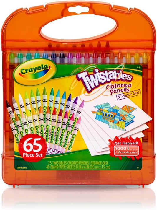 Crayola Twistables Colored Pencils Set (65ct), Kids Drawing Kit, Portable Art Case, Kids Colored Pencils, Coloring Supplies, Gifts