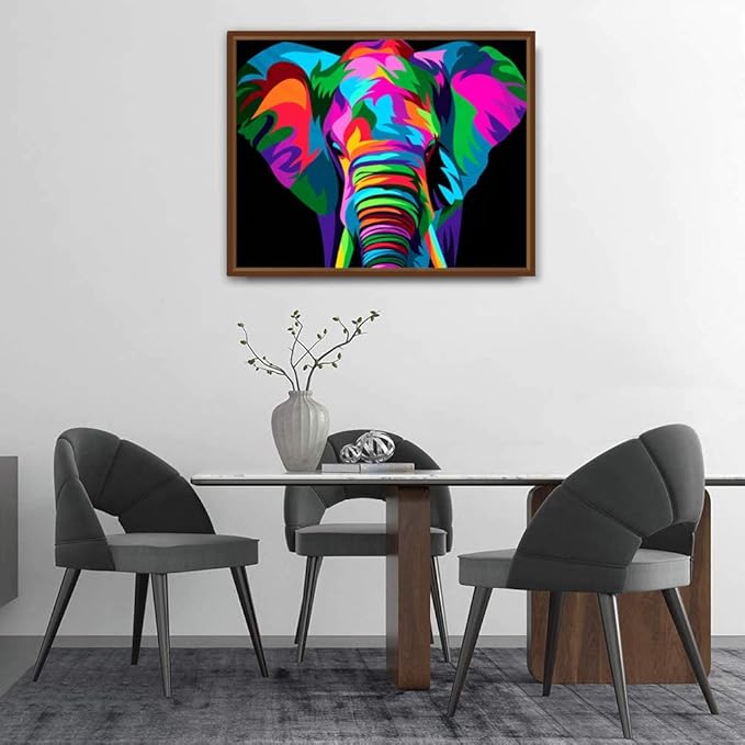 Hiolife Paint by Number Kits for Adults,Kids, Beginners, with Brushes and Acrylic Pigment, 20x16 Inch Elephant - Frameless