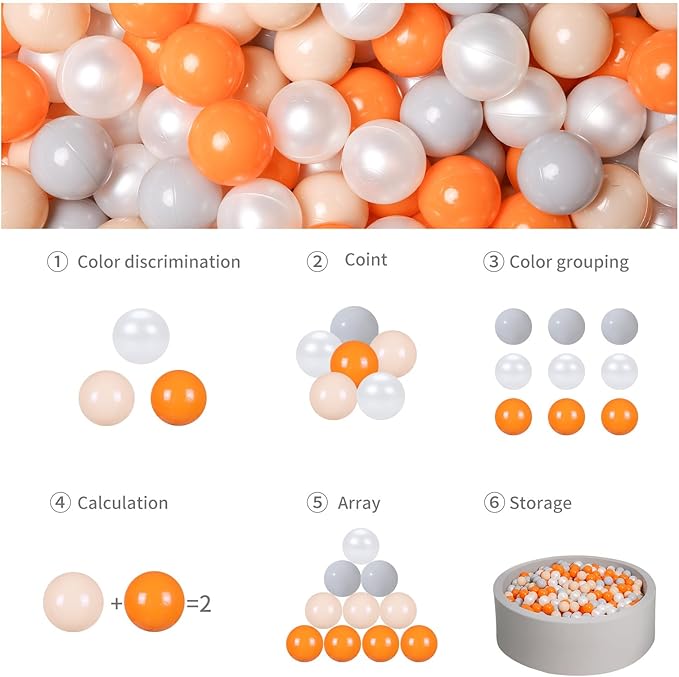 GOGOSO Ball Pit Balls for Toddles, Kids Plastic Balls for BallPit, Pool, Baby Party Accessories, Birthday Decoration 50 100 200 500 1000