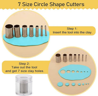 28Pcs Polymer Clay Cutter Tools, Pletpet Polymer Clay Tools Acrylic Roller/ 14 Sculpting Kits/ 7 Circle Shape Cutter/ 2 Acrylic Sheets for Press/ 2 Scarper/Needle Detail Shaping