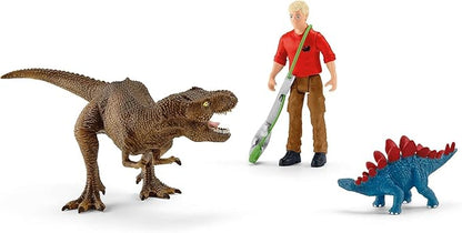 Schleich Dinosaurs, Dinosaur Toys for Kids, Tyrannosaurus Rex Attack 5-Piece Dino Set with T-Rex Toy, Ages 4+