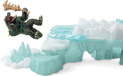Schleich Eldrador Creatures Attack on Ice Fortress Playset with Ice Monster and Jungle Monster Action Figures - Features Battle Crocodile with Moving Arms and Sabre Tooth Tiger, Gift for Kids Ages 7+