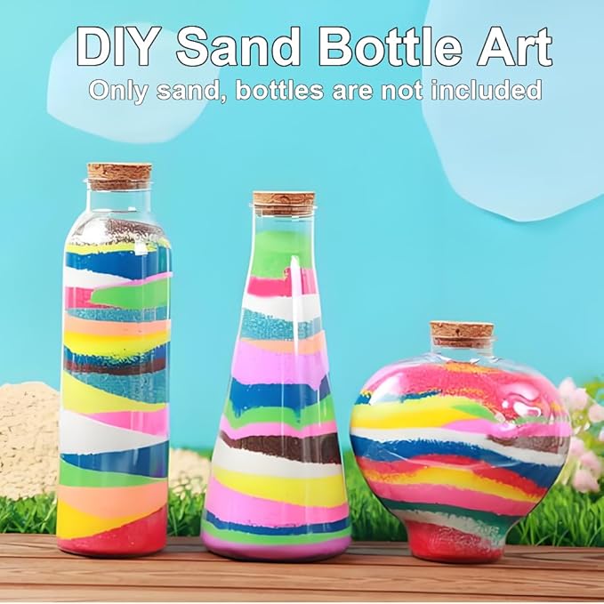 0.85LB Art Sand Assortment Vase Fillers Sand Art for Bottles, Decorating Adhesive Sand Art Pictures,Sand Arts Crafts Kit,DIY Painting,Scenic Black Sand Party Decoration