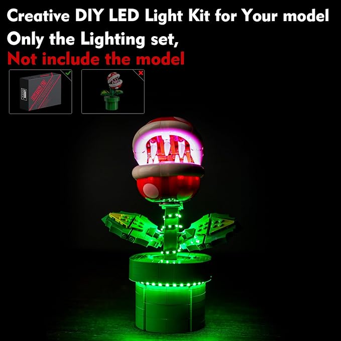 LED Light Kit Compatible with Lego Piranha Plant 71426 Set DIY Creative Lighting Set Accessories Compatible with Lego Mario Piranha 71426 Building Set (Lights Only, No Models)
