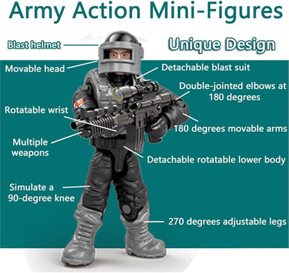 24 PCS Special Forces Building Block Action Mini-Figures Blind Bags with Multiple Military Weapons Accessories Equipment Assembly Building Toys Party Favors for Boys