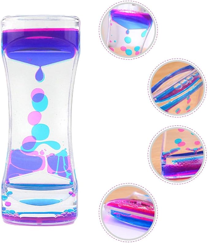 Oneshow Liquid Motion Bubbler Timer Colorful Oil Hourglass Liquid Sensory Toys Activity Fidget Toy Calm Stress Relief Desk Toys Desk Decor for Adults and Teenager Fidget Water Timers 3 Pack
