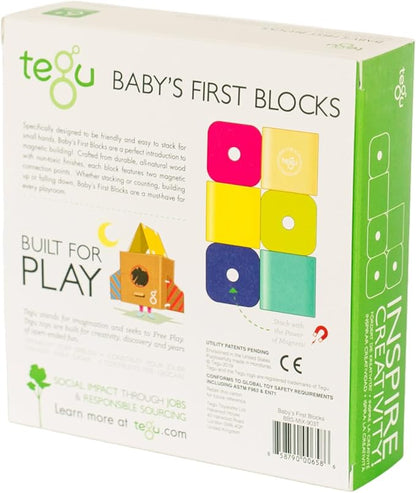 Tegu 6 Piece Magnetic Baby’s First Building Blocks, Tints