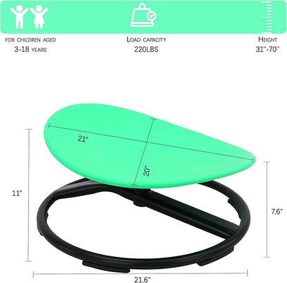 Kids Swivel Chair, Sensory Spin Chair for Autism Kids, Body Coordination Training Chair,Metal Base Non Slip Safer (Green)