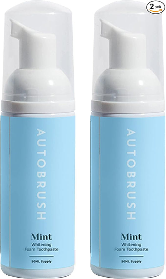 autobrush Original Mint Flavor Fluoride-Free Foaming Toothpaste for Adults, Whitening & Deep Cleaning, Travel Friendly, Anti-Cavity, Foam Toothpaste (2 Pack)