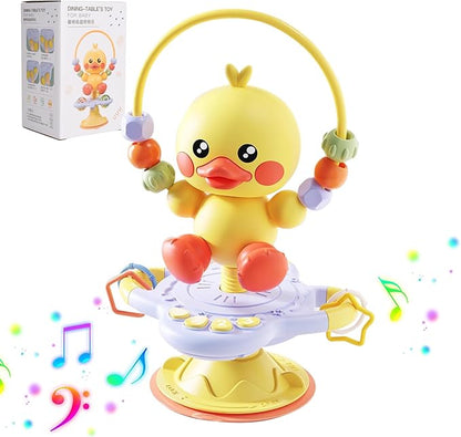 Baby Musical Toy, Duck Suction Cup High Chair Table Soother, Grip and Spin Toy, Interactive Development, Suitable for 10-36 Months, Baby Gift, Excellent Birthday Present Choice