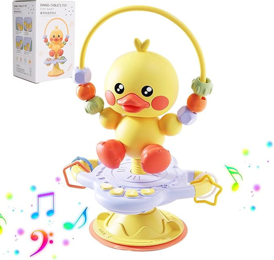 Baby Musical Toy, Duck Suction Cup High Chair Table Soother, Grip and Spin Toy, Interactive Development, Suitable for 10-36 Months, Baby Gift, Excellent Birthday Present Choice