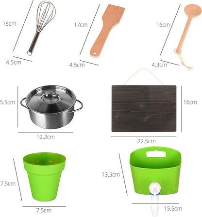 Mud Kitchen, Play Kitchen, Kitchen Accessories and Garden Sink, Kids Outdoor Kitchen Playset with Faucet, Mud Kitchen for Kids Outdoor