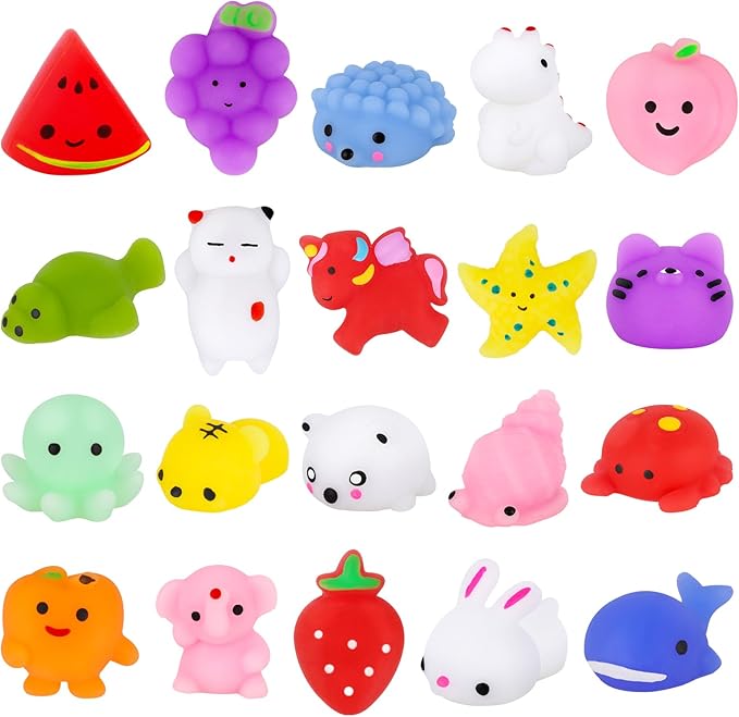 Hooqict 20Pcs Squishy Toys Stress Balls for Kids Kawaii Squishies Squishy Fidget Sensory Toys for Boys Girls Classroom Prizes, Goodie Bag Stuffers, Easter Basket, Christmas Stocking Stuffers