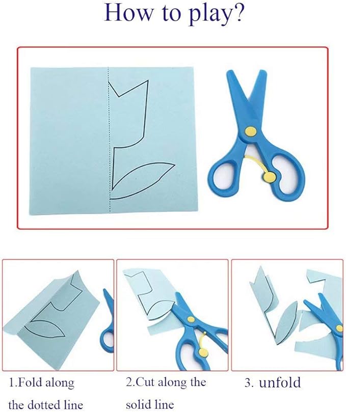 Fun Paper-Cut Set; Paper Cutting; Paper Art; Scissor Skills Activity Cutting Book; Kids Scissors Crafts Kits Preschool-120 Pages with A Pair of Child-Safe Scissors