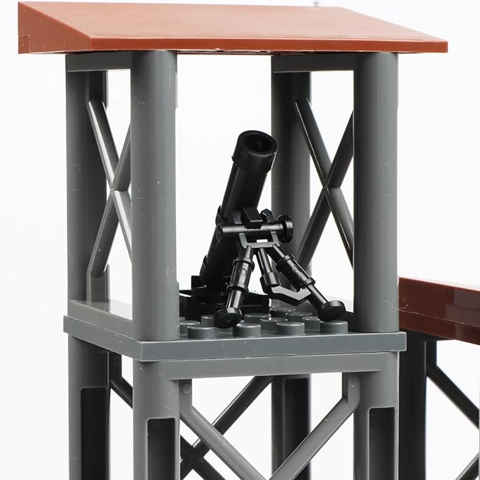 Finger Rock Military Base Building Block Set, WW2 Army Mini War Accessories Kits, Military Ruins Guard Tower Guns Army Supplies Block Toy for Kids 8 10 12 14