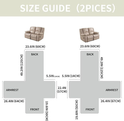 Easehomey Waterproof Loveseat Recliner Cover,Non Slip Reclining Couch Covers for 2 Seat,Dog Chair Cover Furniture Protector Washable Chair Cover with Pocket for Kids,Pets,Dogs(Cream White,2Seat)