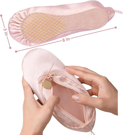 Ballet Dance Shoe Makeup Bag For Little Girls, Ballerina Slipper Makeup Pouch Bag, Ballet Pointe Shoes Gifts (Pink-H2)