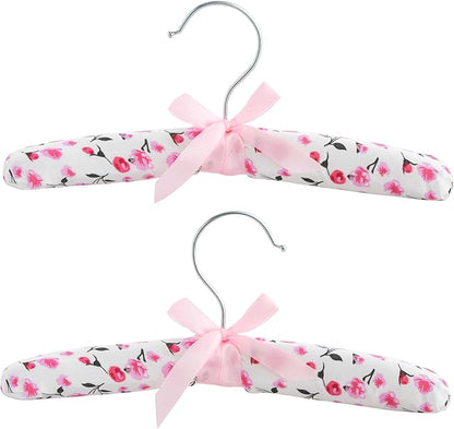 Juvale 12 Pack Satin Padded Baby Hangers for Closet, Nursery, Baby Clothes, Pink Floral Design (9.5 in)