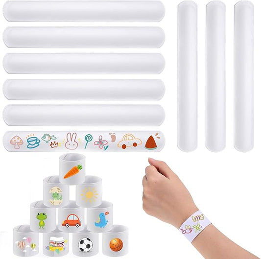 36 PCS Slap Bracelets Blank DIY Slap Bracelets Color Your Own Slap Bracelets Slap Bands Wristbands Snap Bracelets for Birthday Halloween Thanksgiving Christmas Party