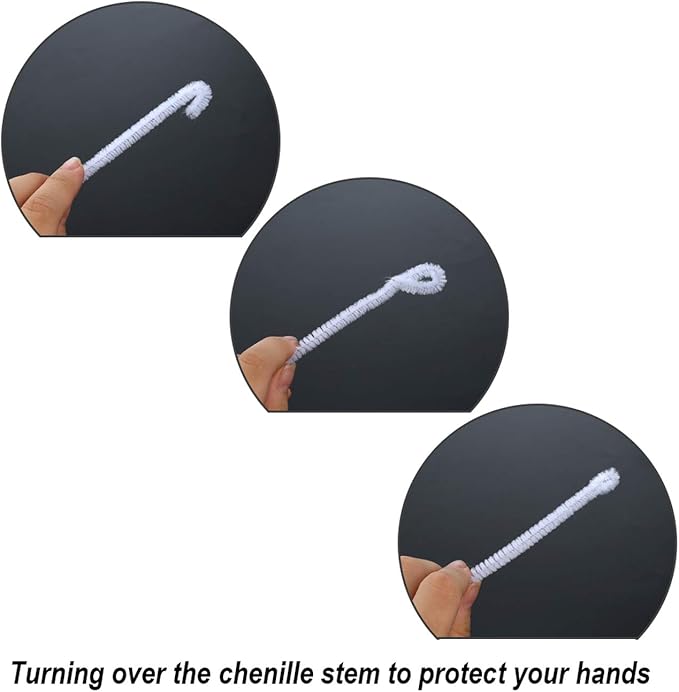 Caydo 400 Pieces White Pipe Cleaners Chenille Stems for DIY Art Craft Party Decorations, 6mm x 12inch