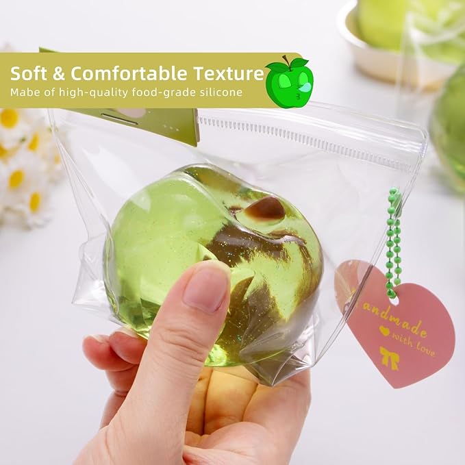 Handmade Silicon Taba Clear Apple Squishy Clear Apple，Safe & Non-Toxic Sticky Mochi Squishy Fidget Stress-Relief Squeeze Toys for Kids & Adults Relaxation & Sensory Play