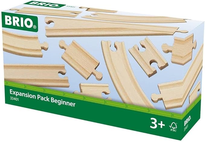 BRIO World 33401 Beginner's Expansion Pack | 11-Piece Kids Wooden Train Track Set | Enhances Motor Skills | Compatible with All Train Sets | Certified Sustainable Wood | Perfect for Ages 3+