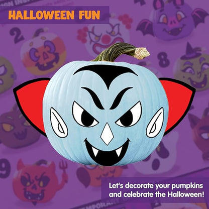 Klever Kits Halloween Pumpkin Decorating Kit, Halloween Arts and Craft Party Favors for Kids, Pumpkin Painting Kits Party Supplies, Halloween DIY Coloring Pumpkin Decorations, School Activities Games