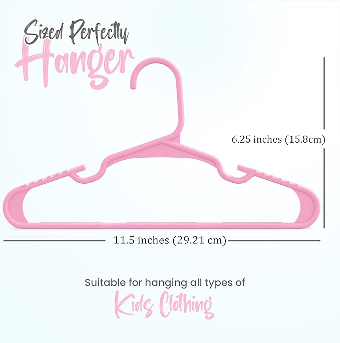 Utopia Home 360 Pack Kids Hangers - 11.5 Inch Plastic Baby Hangers for Closet - Childrens Hangers for Clothes & Infant Hangers for Closet - Ideal for Everyday Standard Use (Baby Pink)