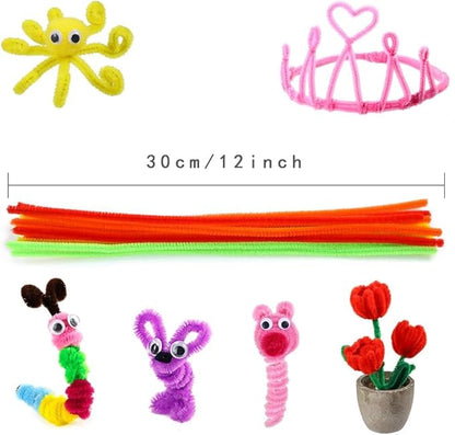 Caydo 1000 Pieces Pipe Cleaners Assorted 20 Colors Chenille Stems Bulk for Kids Art and Crafts Projects and Decorations(6 mm x 12 inch)