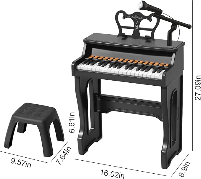 Piano Keyboard for Kids 3-6 - 37 Keys Electric Musical Keyboard with Microphone, Stand & Stool, Kids Learning Piano Toys for Beginners 3 4 5 6 Years Old Girls Boys Birthday Gift