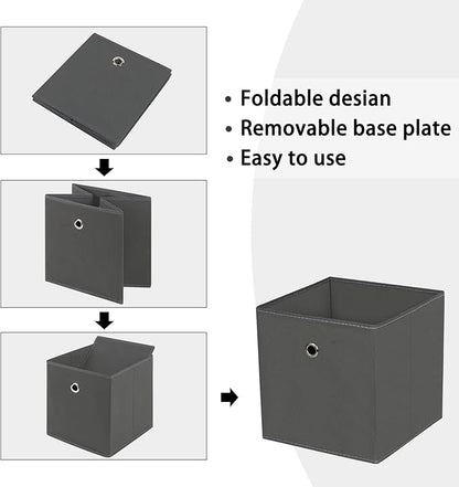Foldable Storage Cubes Bins ,11 Inch Cloth Storage Cube Fabric Storage Box Cubes Organizer Baskets with Handles for Home Organizer Set of 10 (Grey)