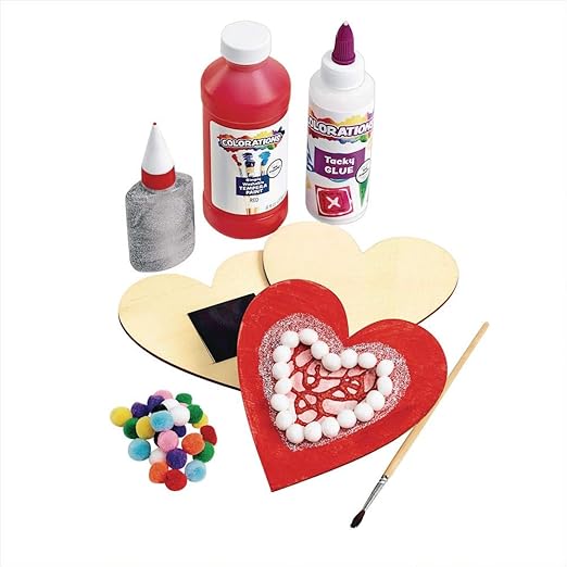 Colorations® Decorate Your Own Wood Magnetic Hearts, Decorate & Gift to Friends and Family, Ready to Decorate Craft, Personalize & Create Unique Designs, Kids Craft, Craft for Children