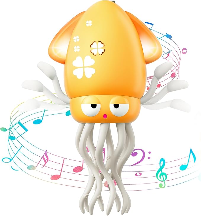 Dancing Squid Baby Toy, Infant Tummy Time Toys for 3-6 Months, Interactive Crawling Octopus with Music & Lights for 6-12, 12-18 Learning Walking Toy for Toddlers 1 Year Old Boys Girls Birthday Gifts