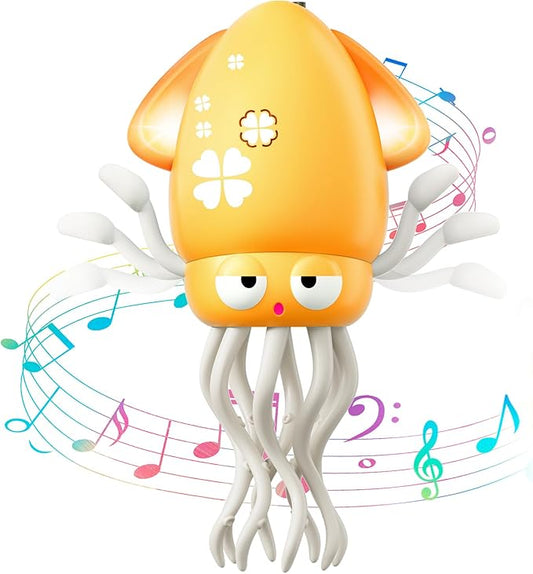 Dancing Squid Baby Toy, Infant Tummy Time Toys for 3-6 Months, Interactive Crawling Octopus with Music & Lights for 6-12, 12-18 Learning Walking Toy for Toddlers 1 Year Old Boys Girls Birthday Gifts