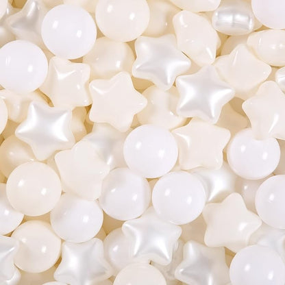 GOGOSO Star Ball Pit Balls for Toddlers, Star Beige Plastics Balls for Ball Pool Birhtday Party Girls Kids with Storage Bag, 2.17inches 100pcs/sets for Friendship Bracelet