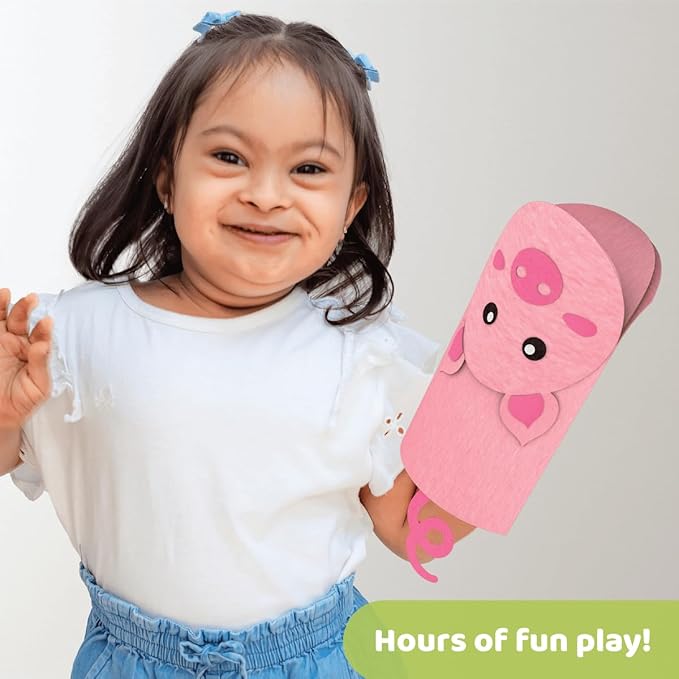 jackinthebox Hand Puppet Making Kit -6 Farm Animals Felt Puppet Craft Kit for Kids,Creative DIY Arts & Crafts Kit Make Your Own Puppets for Storytelling Role Play, Great Craft Gifts for Kids Ages 4-8