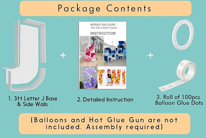 3FT Tall Mosaic Balloon Frame Letters Big Marquee Light Up Letters DIY Kit for Birthday Party Wedding Backdrop Decor Letter J Pre-Cut Foam Board