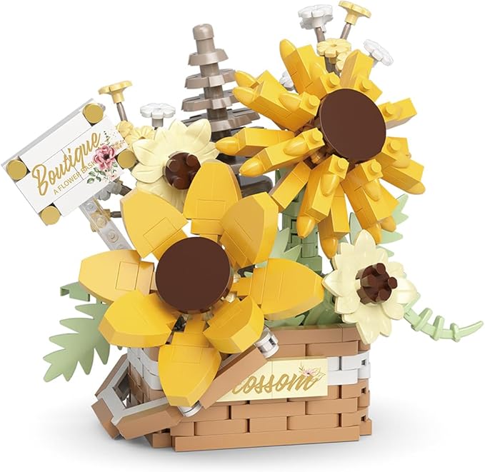 Flowers Succulents 3.6In Building Toy Set, 498 Pcs Botanical Collection for Office Home Decoration Flower Plant Building Blocks Toy, As a Adults, Kids, Girls Idea Gifts