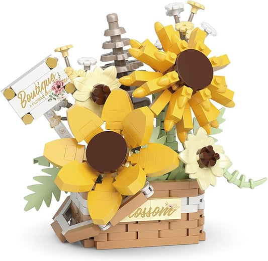 Flowers Succulents 3.6In Building Toy Set, 498 Pcs Botanical Collection for Office Home Decoration Flower Plant Building Blocks Toy, As a Adults, Kids, Girls Idea Gifts