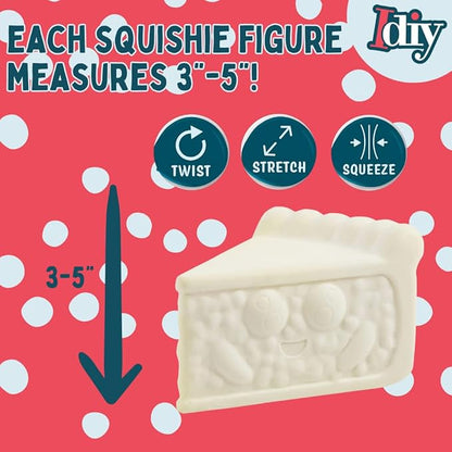 DIY Party Craft Kit Jumbo Dessert Friends Squishies (9 Cute Shapes w 12 Fabric Paints) -White Kawaii Scented Slow Rise Squishy Toys, Scented Stress Relief Craft, Kids Birthday Activity Gift (4"-6")