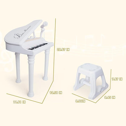 Love&Mini Piano Toy Keyboard 31 Keys for Age 3+ Year Old Girls Boys Birthday Gifts, Kids Keyboard Toy Instruments Piano with Microphone and Stool