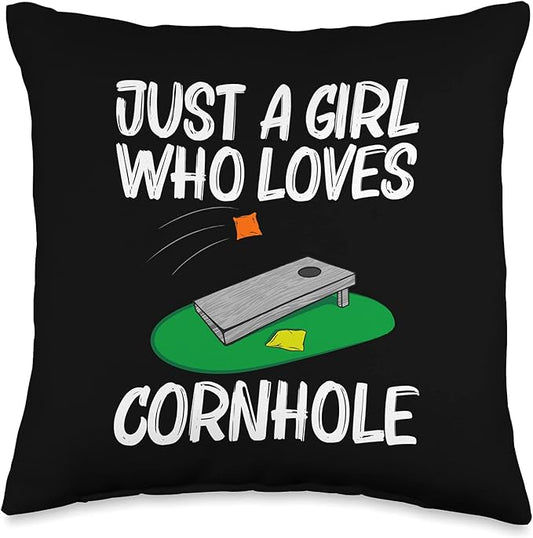 Cool Cornhole Design for Girls Kids Corn Bean Bag Toss Game Throw Pillow, 16x16, Multicolor