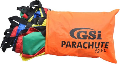 GSi Kids Play Parachute Rainbow Parachute Toy Tent Game for Children Gymnastics Cooperative Play and Outdoor Playground Activities (12 Feet)